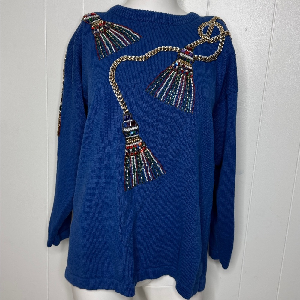 Vintage bedazzled beaded sweater women’s XL